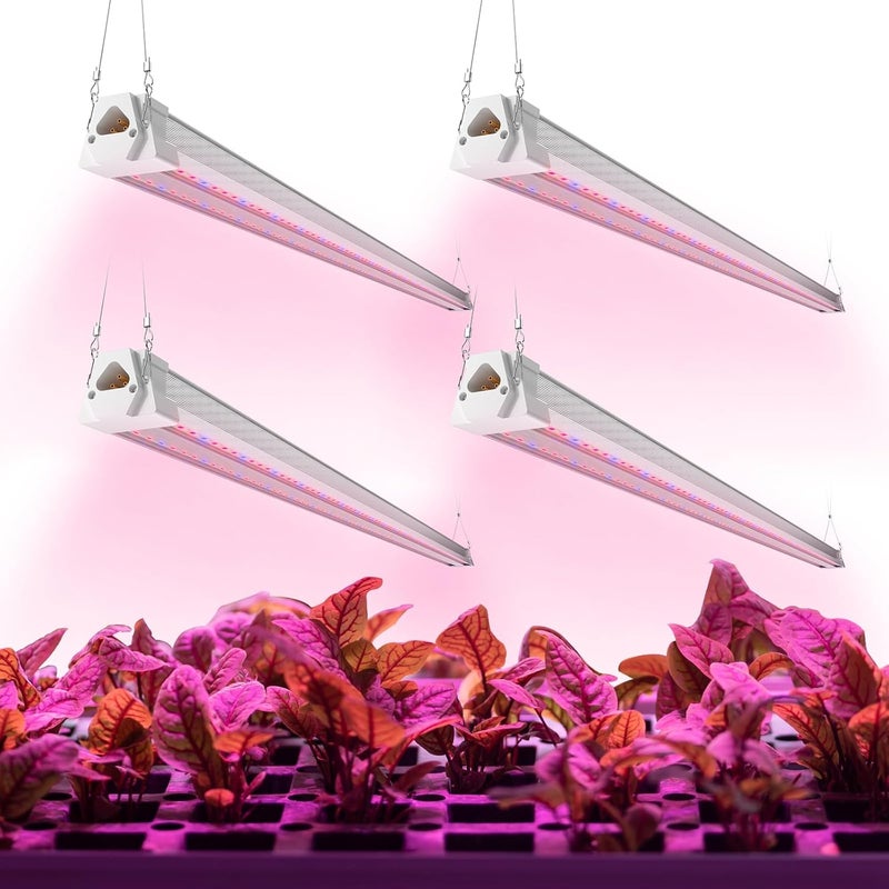 FREELICHT 4 Pack 4FT LED Grow Light, 40W (250W Equivalent), Red Blue (660nm+460nm) Full Spectrum Grow Light for Indoor Plants, Linkable Plug in Plant Growing Lamps for Hydroponic Seeding Veg Flower - Image 1